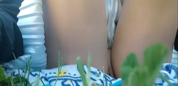  whore! pissing and burping in the public park without underwear
